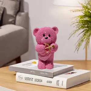 Cupid Bear Statue Decor, Cute Bear Design, Living Room Entry Bedroom Table Decoration, Valentine's Day Gift, Romantic Heart Bow Arrow Bear Figurine