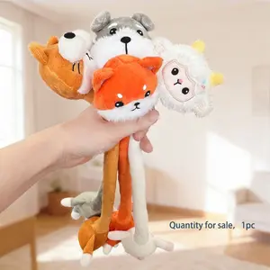 Long Neck Bag Hanging Plush Toy, Soft Puffy Stuffed Animal, Big Eye Cat Sheep Fox Snowshoe, Room Decoration, Gift for Kids Birthday