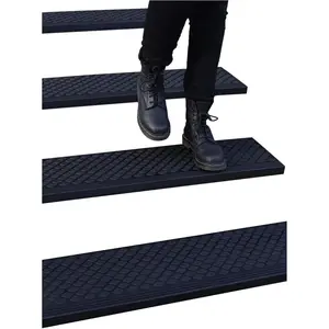 Rubber Stair Treads Non-Slip Outdoor 42"x10" (5-Pack) - Anti-Slip Step Mat with Nosing