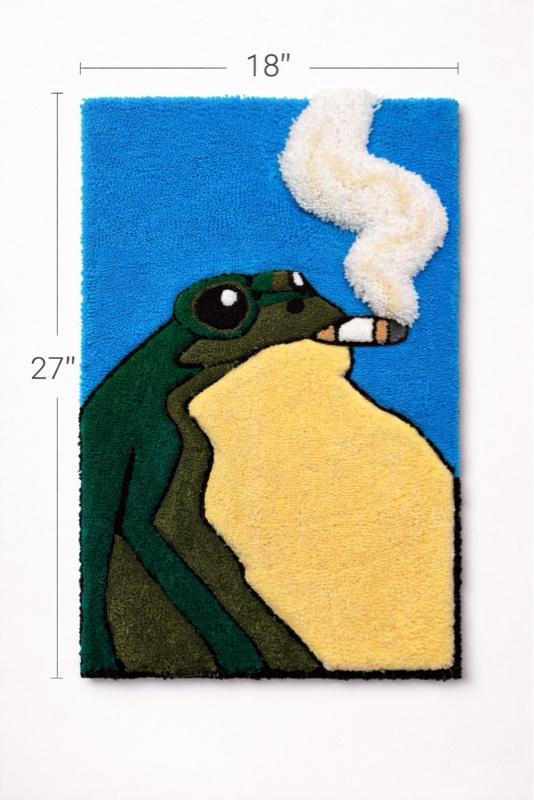 Custom Frog Tufted Rug with 3D Smoke Effect | Handmade Room Decor