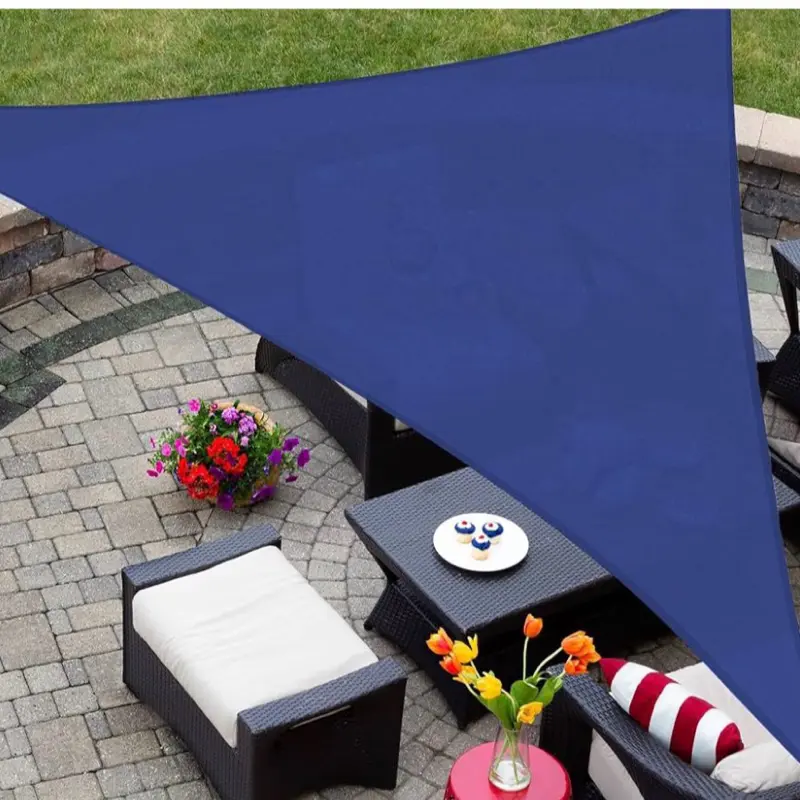 10x10x10 Blue Sun Shade Sail Triangle UV Block Canopy for Patio Backyard Lawn Garden Outdoor Activities,