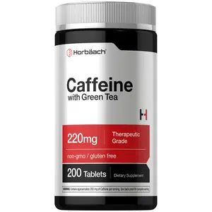 Horbäach Caffeine Pills 200mg | with Green Tea | 200 Tablets | Vegetarian, Non-GMO & Gluten Free