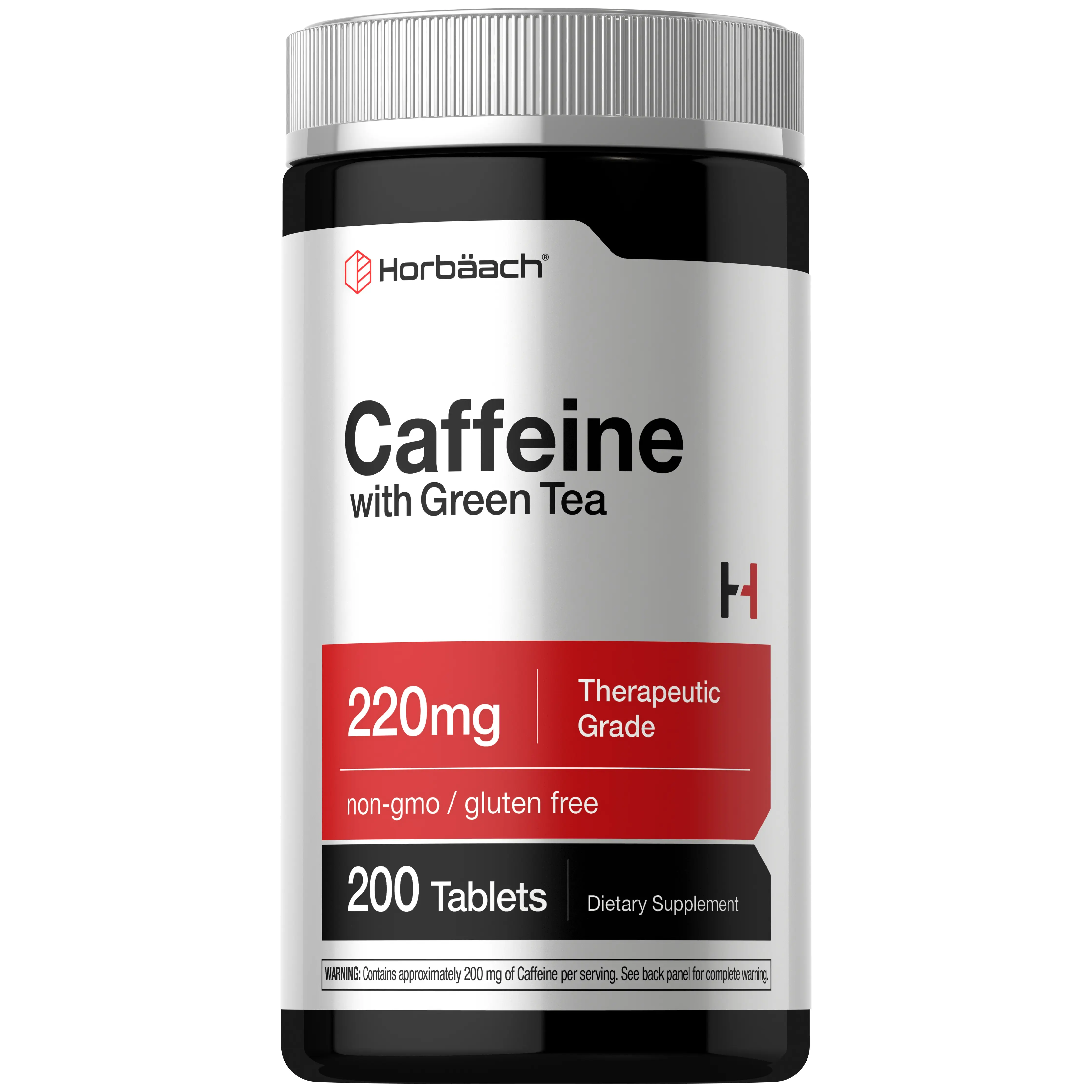Horbäach Caffeine Pills 200mg | with Green Tea | 200 Tablets | Vegetarian, Non-GMO & Gluten Free Horbäach Caffeine Pills 200mg | with Green Tea | 200 Tablets | Vegetarian, Non-GMO & Gluten Free