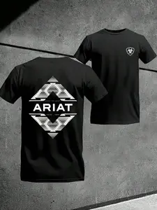Unisex Ariat Print T-Shirt, Men's Fashion Crew Neck Fitted Tee, Comfortable and Stylish, Ideal for Casual Wear and Home Relaxation