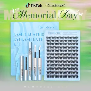 Pawotence Wispy Natural Lash Clusters Kit Spider Cluster Lashes D Curl Comfortable, Super Soft, Thin Band, Long Lasting Eyelashes DIY Lash Extensions for Daily Makeup Beginner Friendly