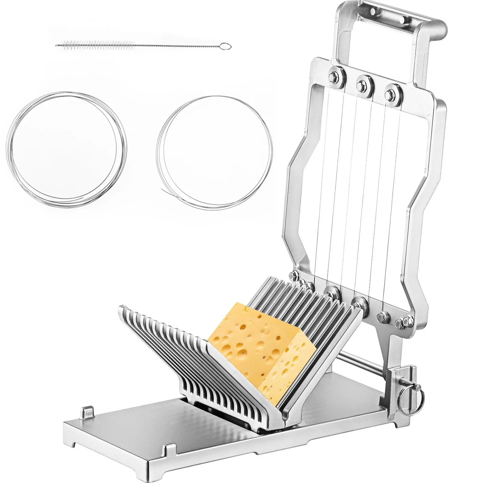 【BackToSchool】VEVOR Cheese Cutter With Wire 1 cm & 2 cm Cheeser Butter Cutting Blade Replaceable Cheese Slicer Wire, Aluminum Alloy Commercial Cheese Slicer with 304 Stainless Steel Wire Kitchen Cooking Baking Tool Utensils Board
