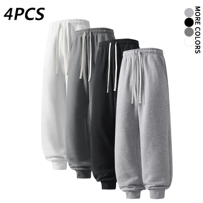 4 Pack Men's Jogger Sweatpants Loose Fit Elastic Waist Casual Sports Pants (Optional: 4 pack or 2 pack)
