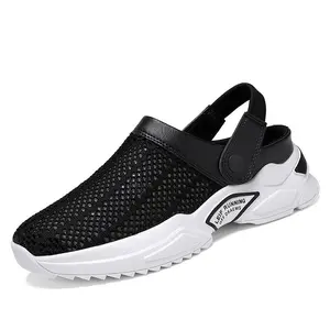 Men’s Closed-Toe Hybrid Sandals, Flip Flops & Clogs 2-in-1, Breathable Hollow Beach Shoes, Extra Wide Width for Big Feet Summer 1827 slippers