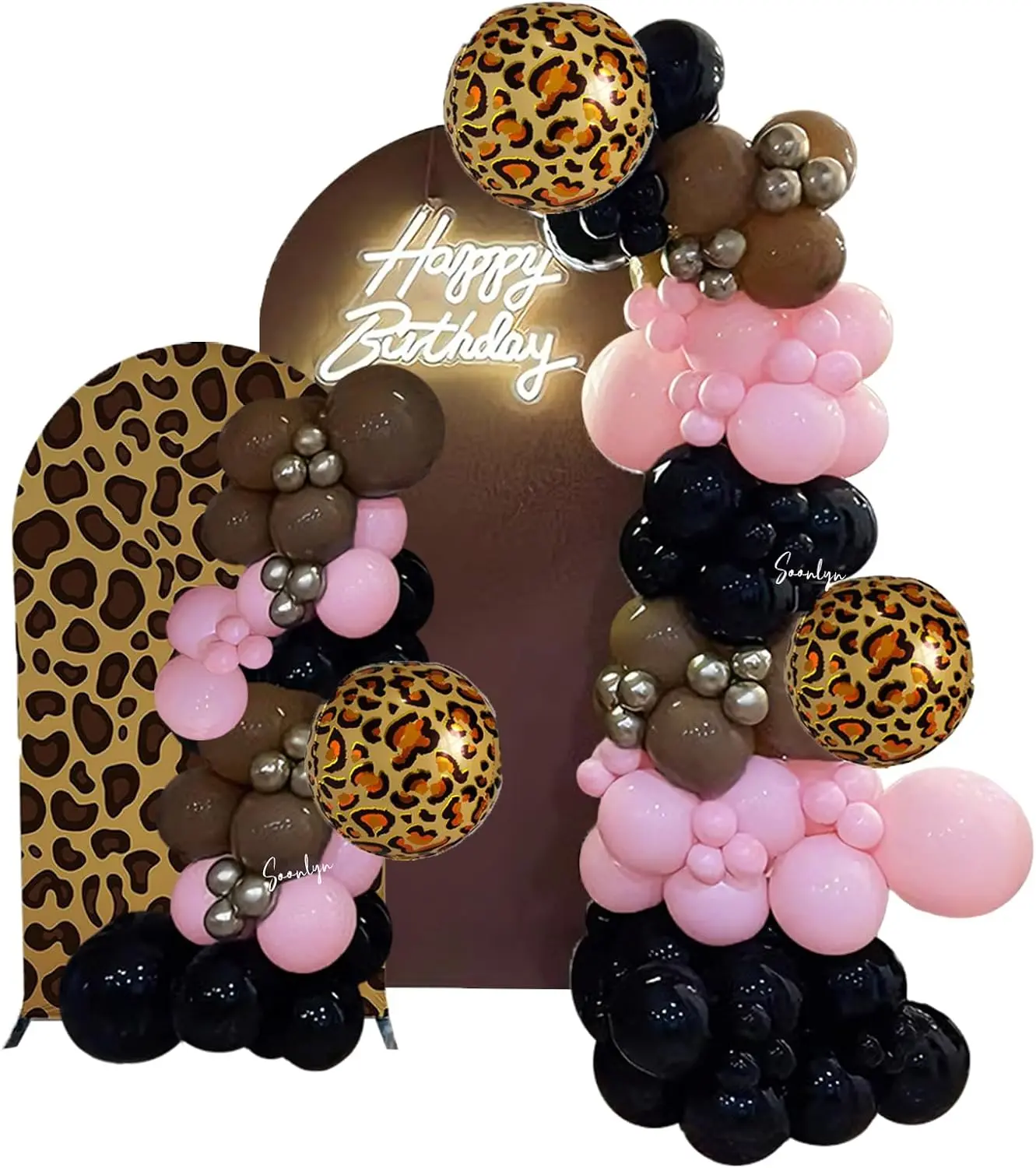 Cheetah Print Balloon Arch Kit,150pcs Pink Black Brown Balloons with Foil Cheetah Print Balloons for Cheetah Print Birthday Decorations, Y2K Leopard Party Decorations, Bachelorette Decorations