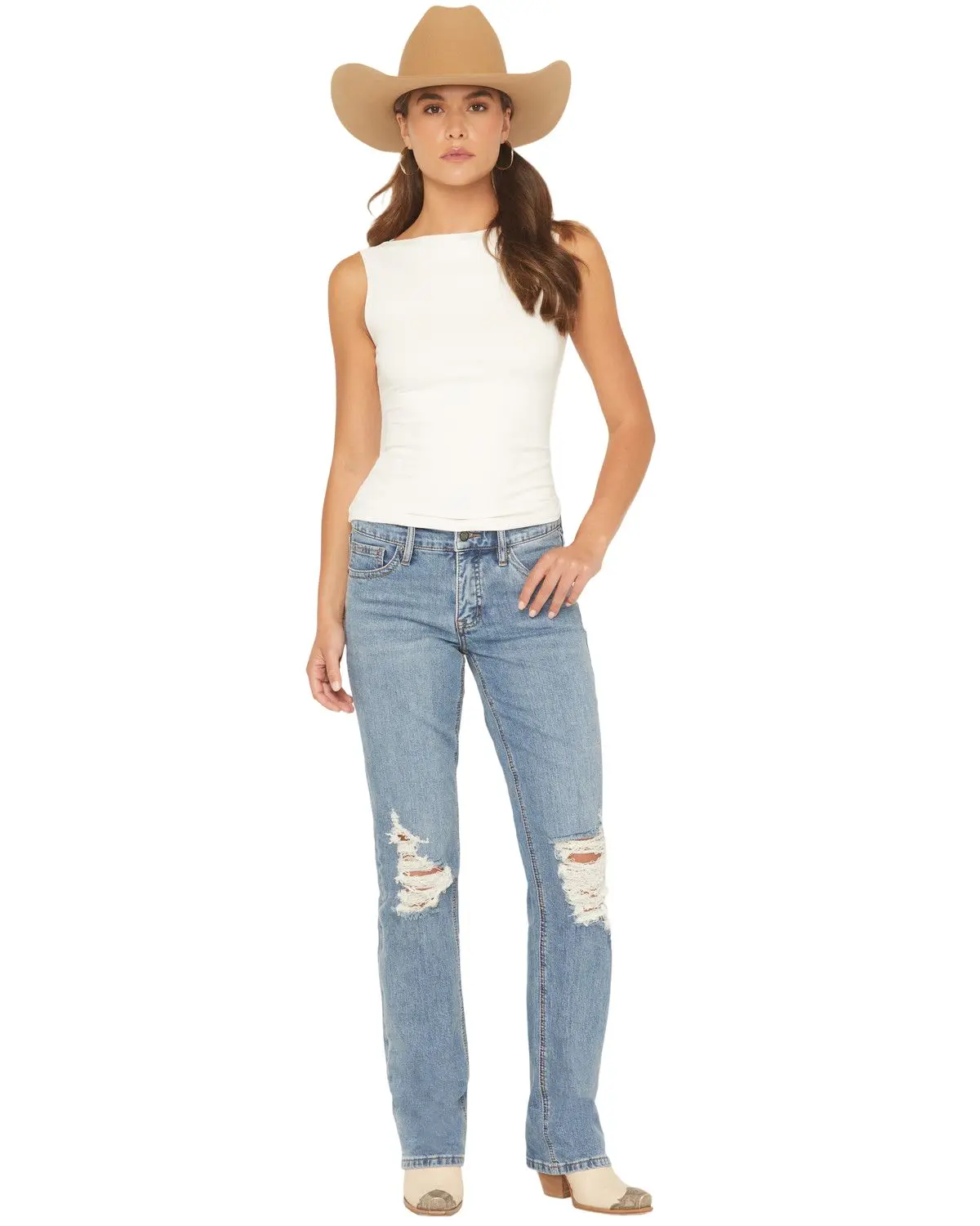 Rock & Roll Denim Women's And Women'S Medium Wash High Rise Distressed Modest - Bw1md06034