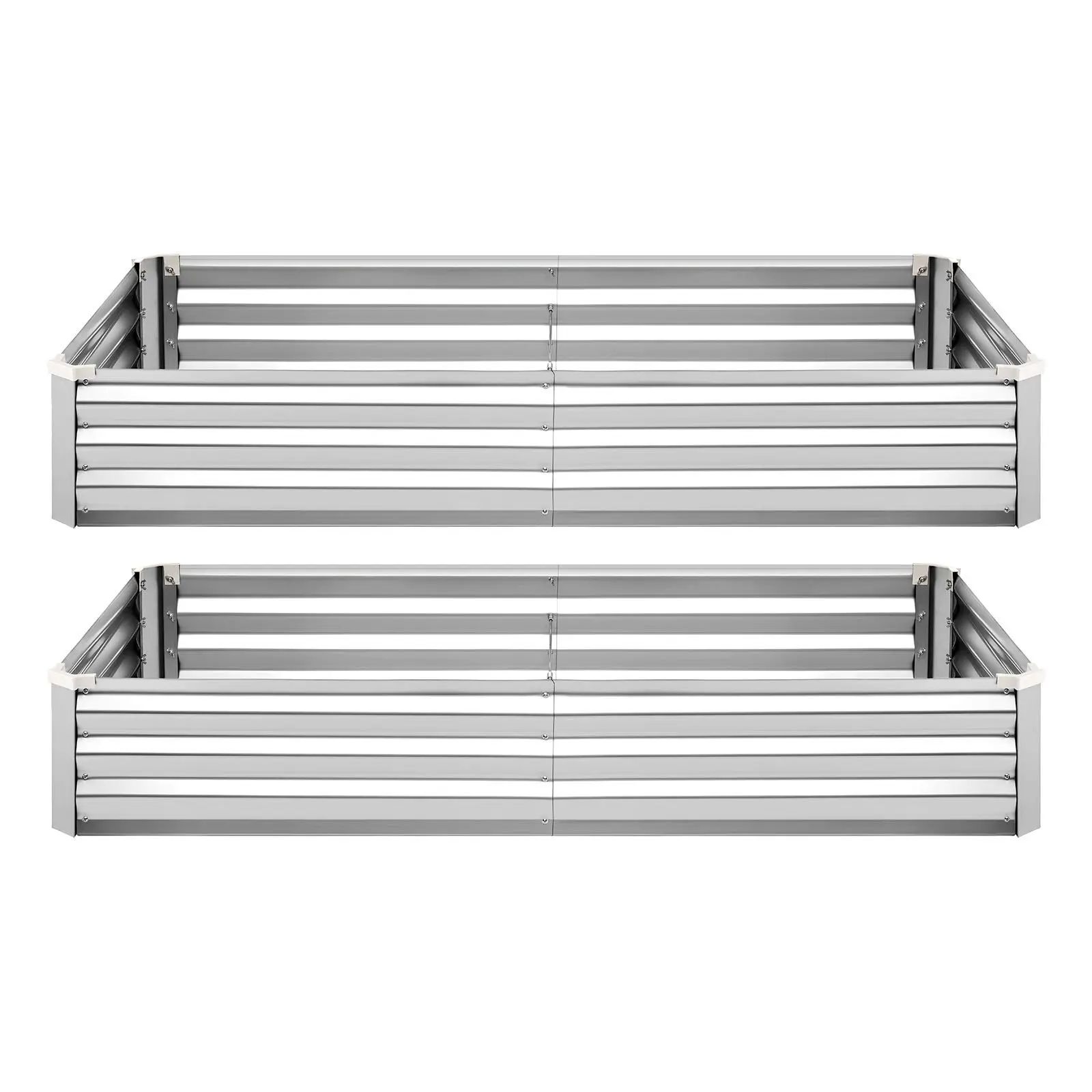 VEVOR 2 Pack Galvanized Raised Garden Beds, 6 x 3 x 1 ft, Rectangular Metal Planter Boxes Kit Outdoor, Bottomless Elevated Planting Box with Gloves, Alu-Zinc, for Growing Flowers Vegetables, SilverSummervibes