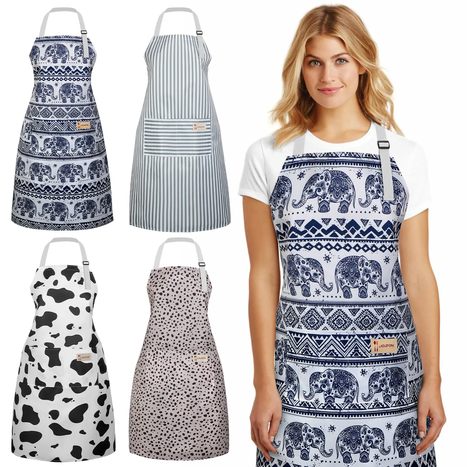 4pcs animal-themed waterproof aprons