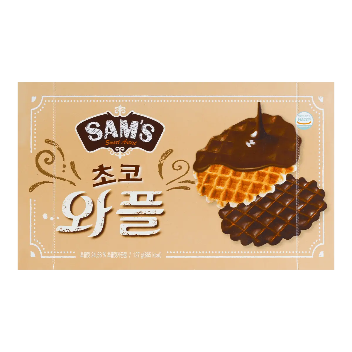 SAMAH Korean SAM'S Chocolate Grid Waffles 127g - Crispy Snack Cakes