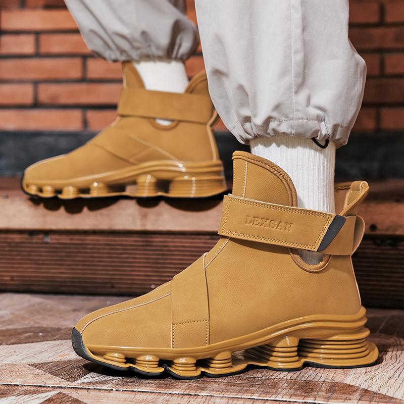 Men's Casual Boots Perforated Sole Sports Shoes Anti-Slip Running Shoes Adjustable Lacing Design All-Season Comfortable Shoe Style Training Athletic Black