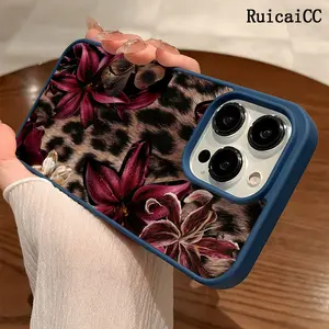 RucaiCC Premium Magnetic Phone Cases for iPhone 11-17 Pro Max Deep Red Lily Leopard Print y2k MagSafe Ready Anti-Fall Ultra-Thin TPU Cover Aesthetic Protection