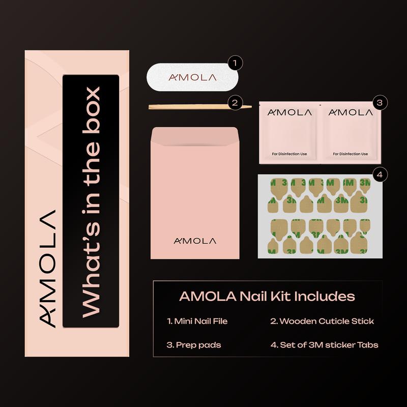 (Buy 2 Get 1) AMOLA - Press on nails Spinning Collection - SB-003 Handmade Press-On Nails [Free Tools with 3M Glue Tabs] Reusable, Long-Lasting, Salon-Quality