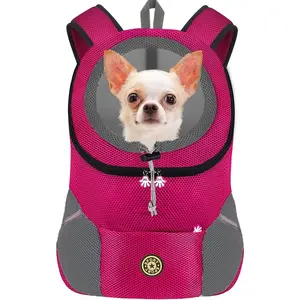 Breathable Dog Carrier Backpack, Hands-Free Pet Front/Back Backpack with Adjustable Straps & Safety Belt, Supports Travel, Hiking & Cycling for Small Dogs