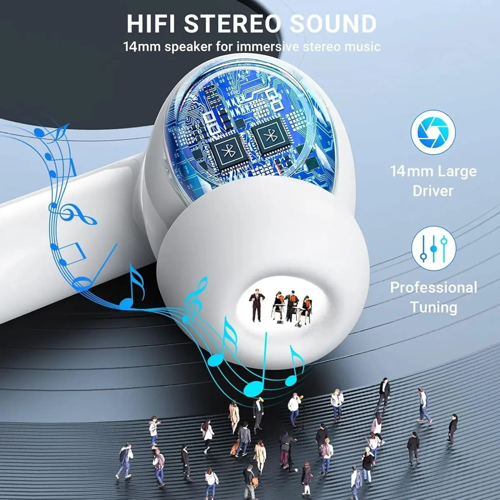 Audio Wireless Earbuds with Active Noise Cancellation, Adaptive Audio, USB-C Fast Charge Case, Rechargeable Batteries, Auto Smart Pairing, Universal Compatibility, Hands-Free In-Ear Headphones for Music & Movie Watching; USB-C Charging Wireless Headphones