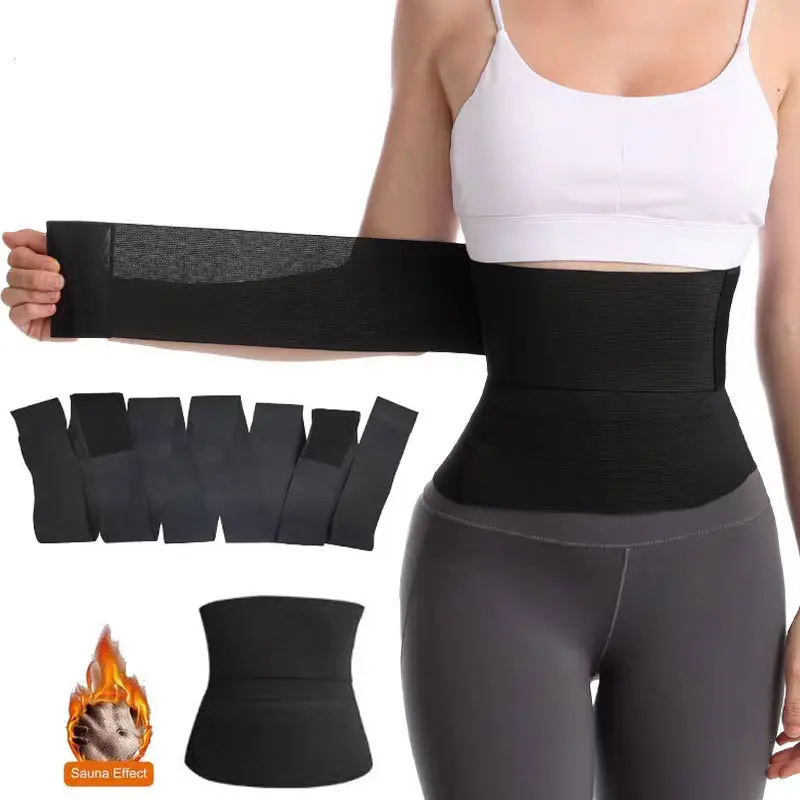 Trimmable Wrap-Style Waist Trainer, Unisex Elastic Compression Binder for Core Stability and Postpartum Recovery with Hook and Loop Closure, Thermal Support