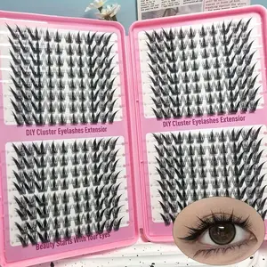 Anime Cluster Eyelashes, Natural Pointed Faux Lashes, Thin Korean Makeup, Eyelash Extensions, 256 Pieces Cartoon Style False Eyelashes