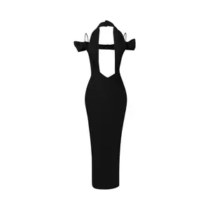 Odessa Slit Midi Dress - Elegant, Sleek, and Sophisticated Black Dress, Sensational Womenswear