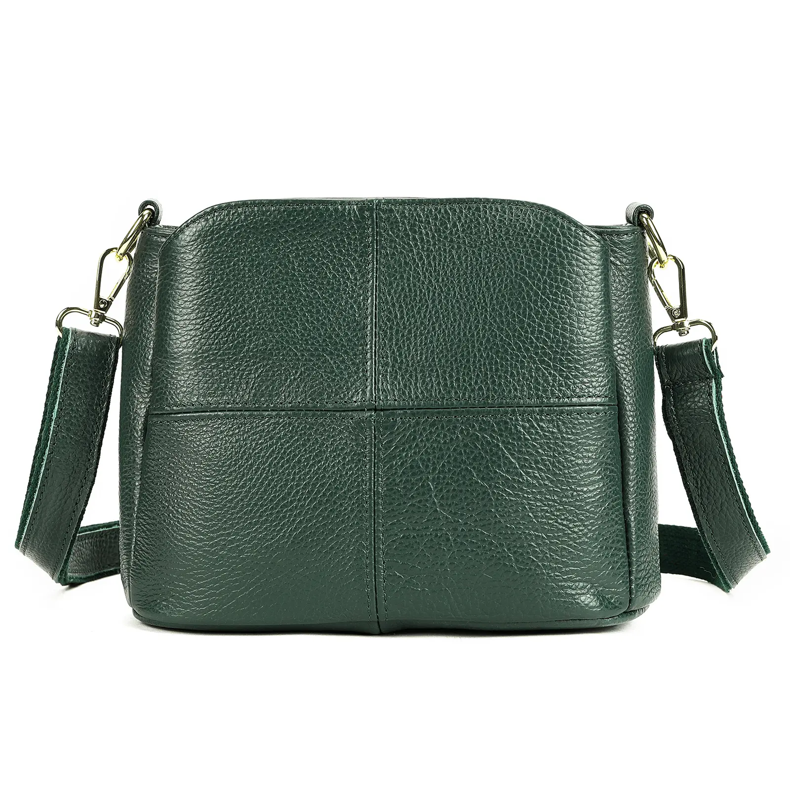 Genuine Cowhide Women's Minimalist Crossbody Bag Anti-Theft Multi Layer Pockets Adjustable Strap Casual Daily Shoulder Handbag