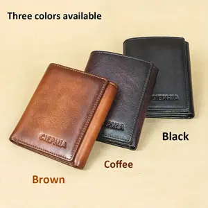 1 retro leather men's card bag, men's anti-theft wallet, slim and simple retro leather wallet, anti-theft brush design, ID card window, gifts for dad, husband and boyfriend, RFID protection, durable stitching, Minimalist Wallet, Credit Card Holder