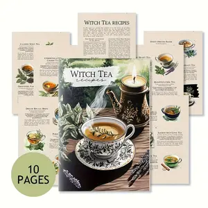 Tea Magic Grimoire Pages, Herbal Tea Rituals, Magical Correspondences, Brewing Guide & Recipes, Book of Shadows, Calming Spirit Tea, Sacred Tea, Gifts For Tea Lovers