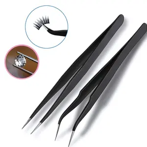 ✨Straight and Curved Tip Tweezers Set for Nail Art, for Effortless Picking Up of Rhinestones/Stickers/Decorative Patches and Other Delicate Nail Art Accessories, Also Functions as an Eyelash Extension Tool