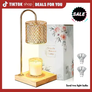 【Featured TikTok Products】S.Y. Home & Outdoor Candle Warmer Lamp for Jar Candles 2 Bulbs 2/4/8h Timer 4 Level Dimmer Melts for Scented Wax Gift for Home Decor Table Lamp with Customizable Timer and Dimmer - Set