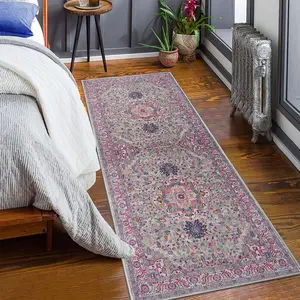 2'x6' Soft Non-Slip Washable Bohemian Runner Rug, Vintage Indoor Rug for Home Decor Kitchen Hallway Bedroom