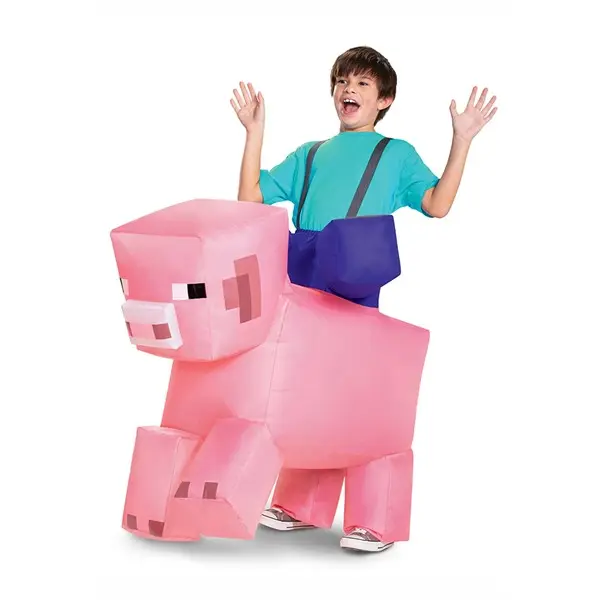 Minecraft Kid's Ride-On Inflatable Pig Costume, Adjustable Strap, 12 - 13 Years
