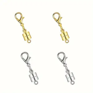 2/4/8/10pcs Magnetic Necklace Clasps and Closures with Lobster Clasp 14K Gold Plated and Silvery Plated Magnet Jewelry Clasps Converters for Bracelet Necklaces Chain