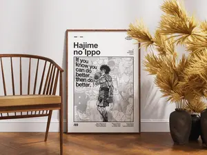 Hajime No Ippo Anime Poster Retro Minimalist Manga Art Print ( Unframed - Print Only ) (No Frame)