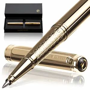 FANSTIK Gold Luxury Rollerball pen, Real 24K Gold Plating, Professional executive pen gift set for men (Lux Rollerball Gld)
