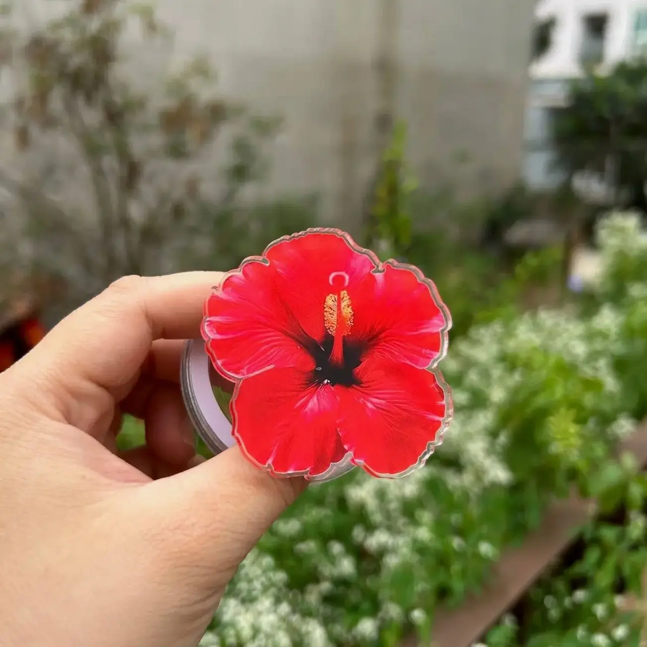 Red Hibiscus Flower MagSafe Phone Grip – Tropical Floral Magnetic Phone Holder - Gift for Her
