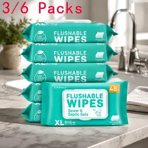 Lotfancy Extra Large Flushable Wet Wipes - Thickened, Quick-Dispersing, Plant-Based, Septic & Sewer Safe, No Alcohol, Personal & Household Use, Multiple Packs