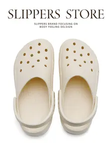 Women's Anti-Slip Holey Water Clogs Shoes, Summer Outdoor Beach Sandals, Eva Beach Slippers, Comfortable Breathable Durable Lightweight Two-Wear Slippers