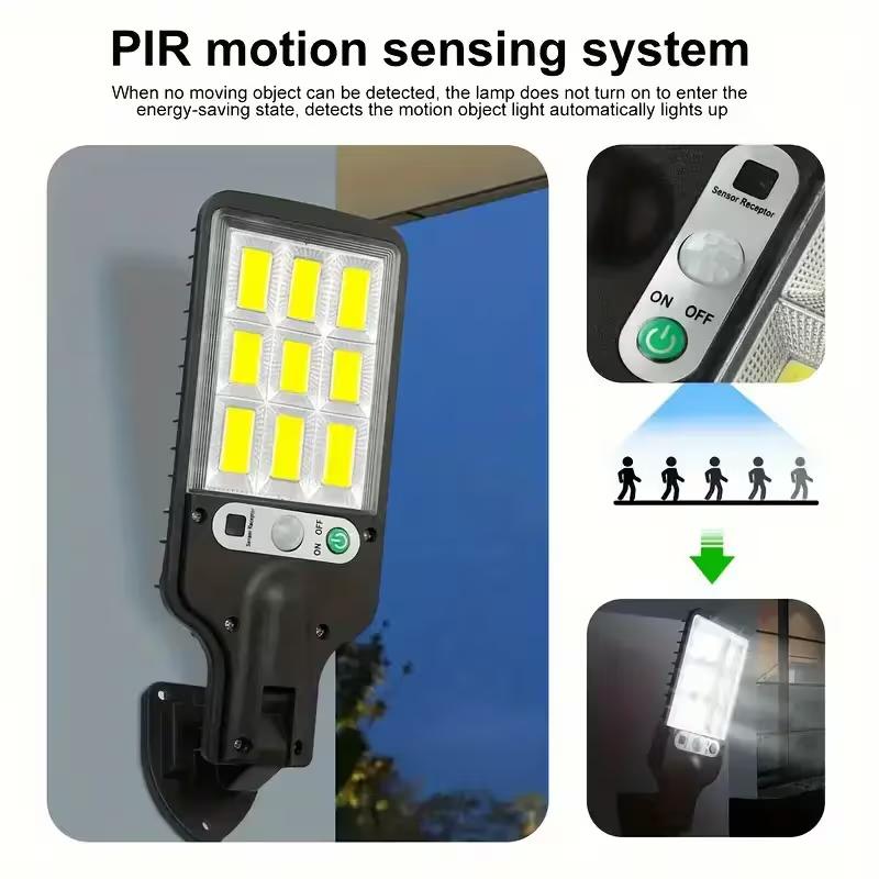 2/4pcs Solar Sensing Street Lights And Wall Lights, Equipped With Remote Control, Intelligent Motion Sensing System, Outdoor Waterproof, Solar Lithium Battery, Plastic Material, Suitable For Channel Lighting, Gardens, And Courtyards.