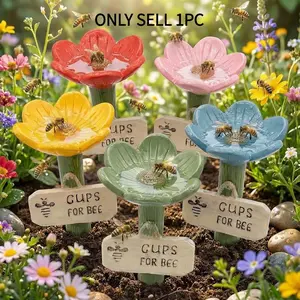Bee Drinking Station Set, Garden Insect Water Cup, Flower Shape Bee Drinking Station, Butterfly and Bee Waterer, Gardening Accessories, Nectar Feeder