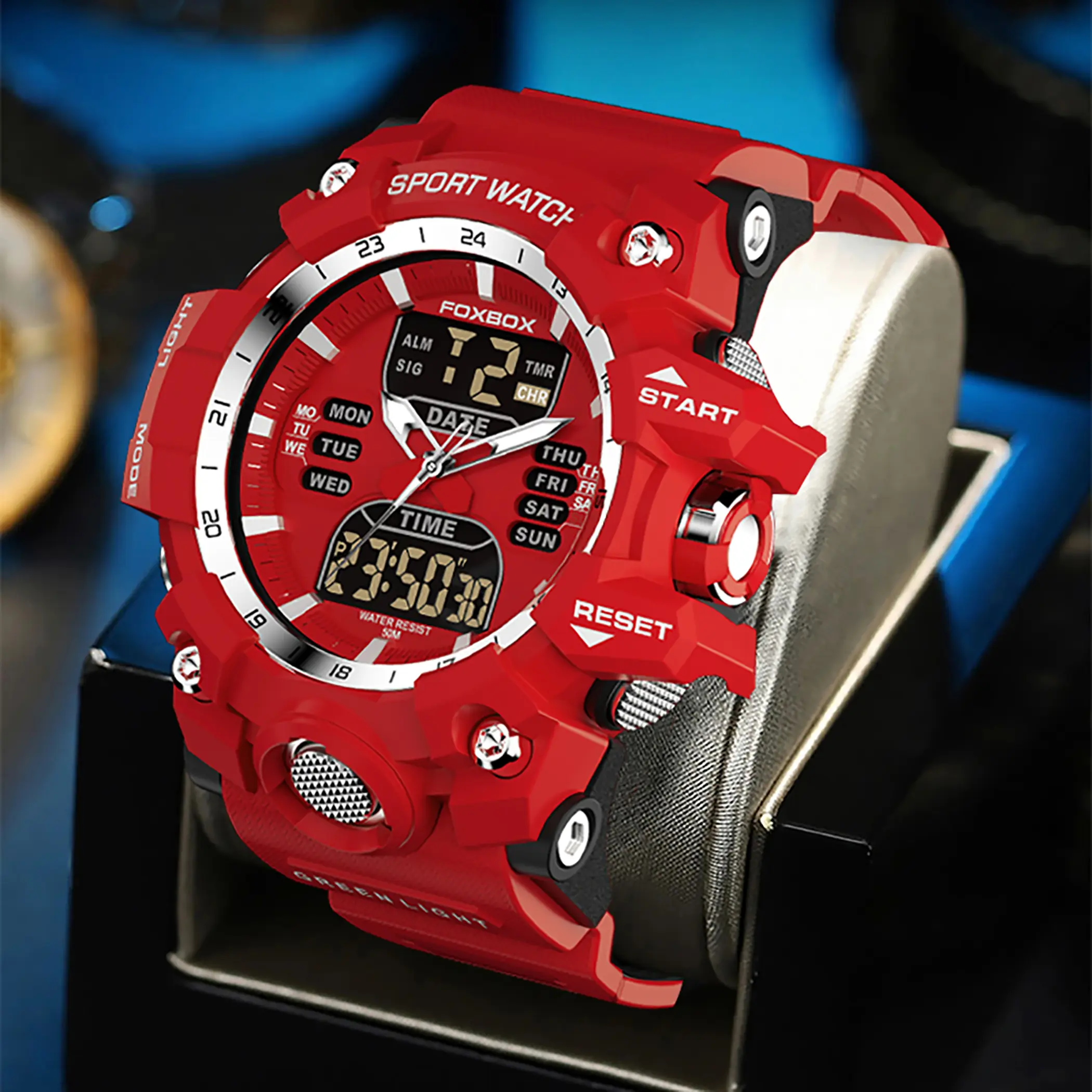 LIGE Men's Durable Anti-Shock Sporty Waterproof Chronograph Quartz Watch - Active Luminous, Digital-Analog, Calendar, Multi-Timezone Wristwatch, Outdoor Use, Ideal Father's Day Gift, Sporty Waterproof Watch