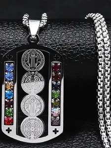 Mix Color Artificial Crystal Decor Cross Pendant Necklace, Fashion Jewelry for Party, Daily Clothing Decor, Trendy All-match & Exquisite Jewelry for Gift, Rhinestone Decorated Necklace, Classic Cross Pendant