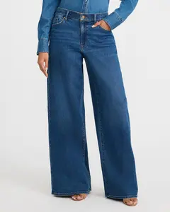 Express High Waisted Dark Wash Relaxed Wide Leg Jeans