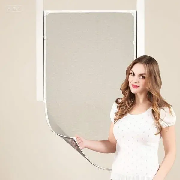 Durable & Lightweight Fiberglass Magnetic Window Screen - Customizable DIY Adjustable Frame - Fits Up to 55" H x 36" W - No Glue Easy Installation - Reusable Mesh for Ventilation - White Sponge Cushion - Glass Door Lock Safety - For Dorm Rooms,Apartments,