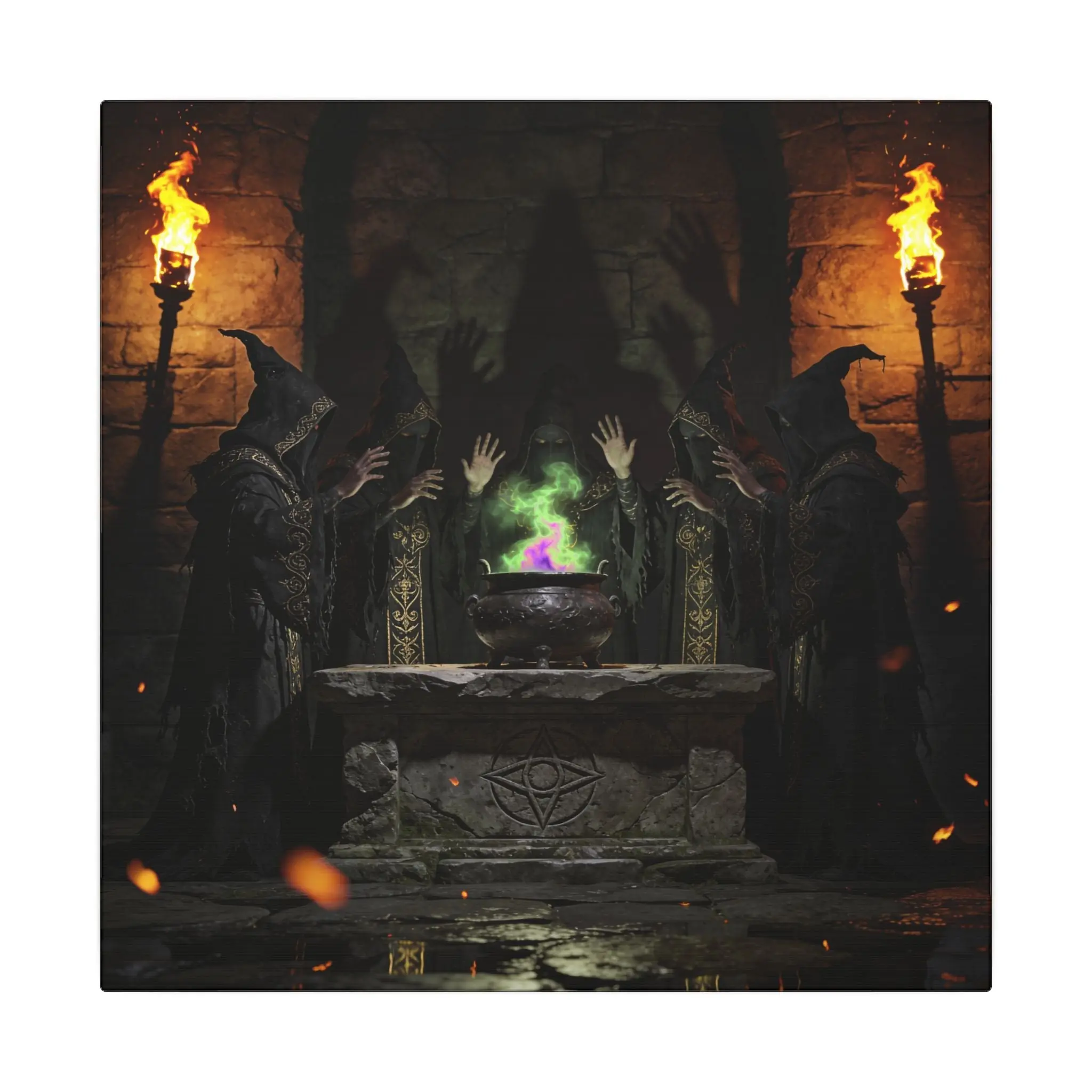 Witch Coven Ritual Canvas Wall Art