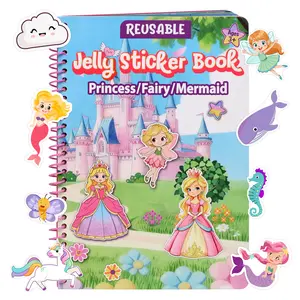 Cosomia children's Reusable Jelly Sticker Book, Princess Unicorn, Essential Travel Toy for Children Aged 3-6 on Airplanes and Long Car Trips, Keeps Kids Quietly Engaged, Screen-Free Fun packs toddler story time coloring moments girl activity