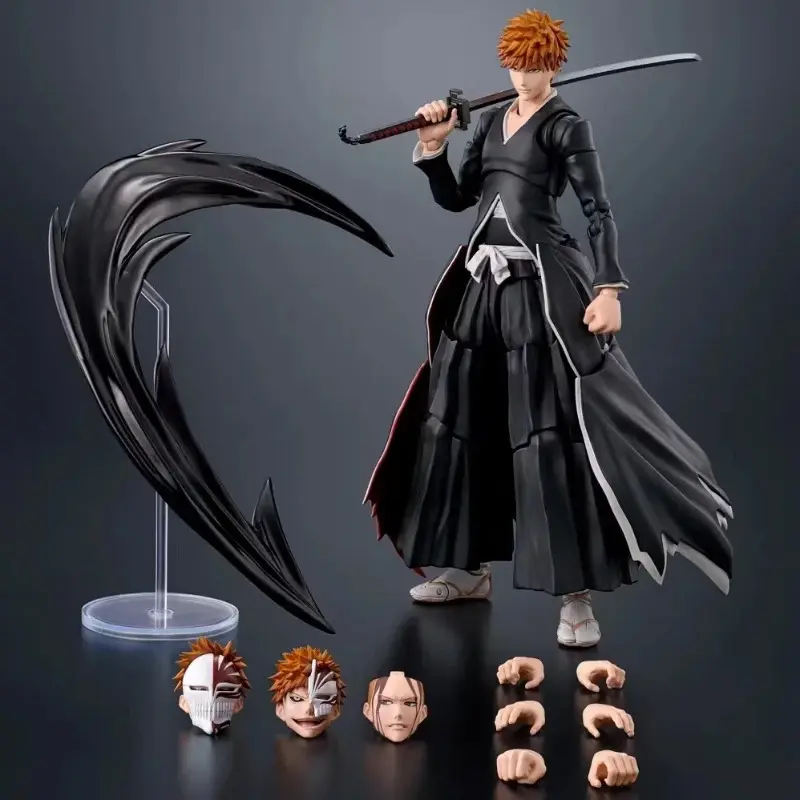 Original box SHF BLEACH ICHIGO KUROSAKI Getsuga Tensho Figure Finished Model kit Anime full Action Toy Gifts kid In shock