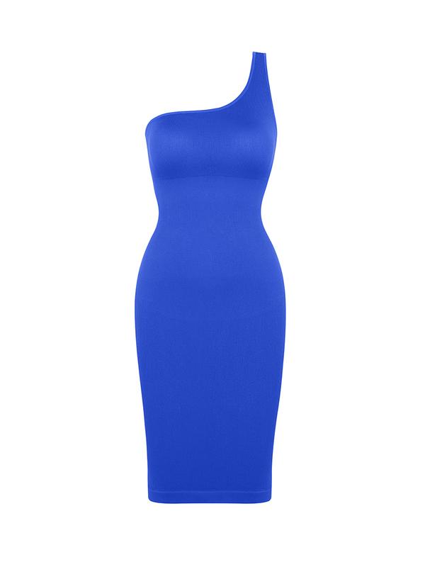 FeelinGirl Eco-friendly High Elastic Bodycon Dress One Shoulder Body Shaping Skirt Sexy Basic Womenswear