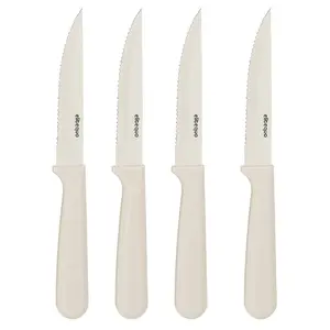 ELITEQUO Steak Knife Set, 4-Piece – High-Carbon Stainless Steel Serrated Blades, Ergonomic Handles, Kitchen Steak Knives for Home & Professional Chefs, Dishwasher Safe, Gift-Ready