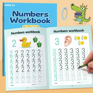Workbook, with numbered line drawing pages from 0 to 100 - Interactive learning activity, home-school - Develop hand-eye coordination and mathematical skills, pen control writing practice